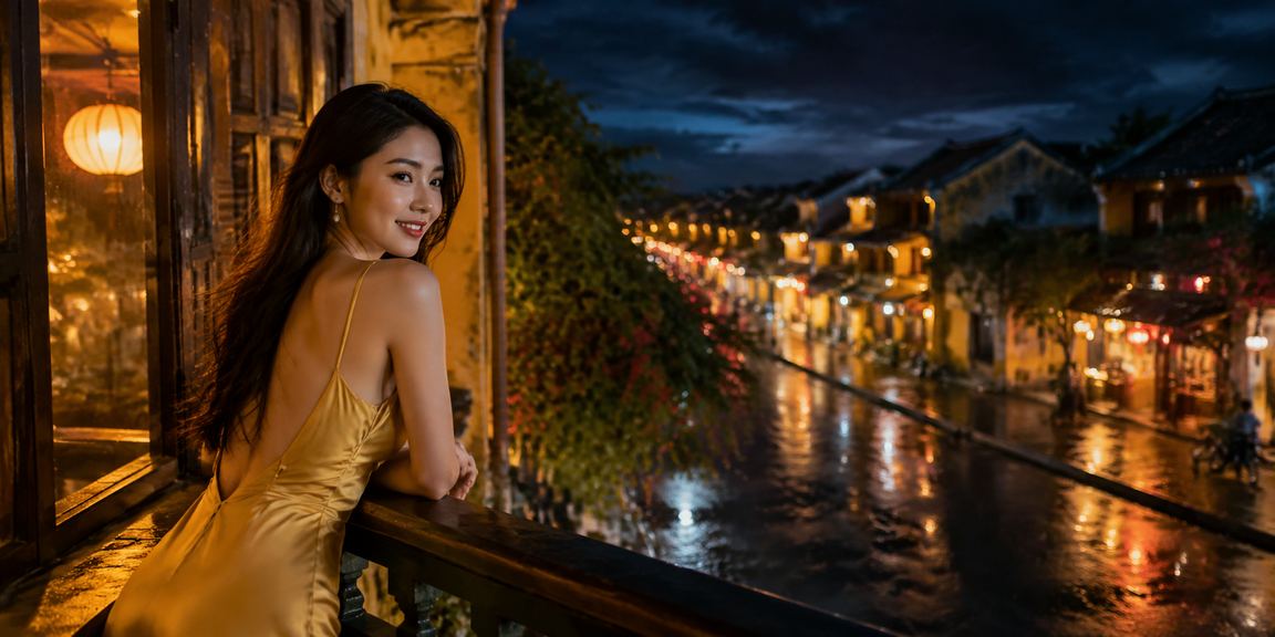 Người dùng theo dõi kết quả xổ số tại Hội An với trang phục truyền thống